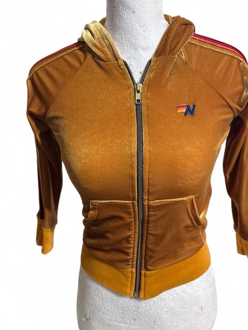 Kids Aviator Nation Mustard Velour Zip Hoodie Jacket